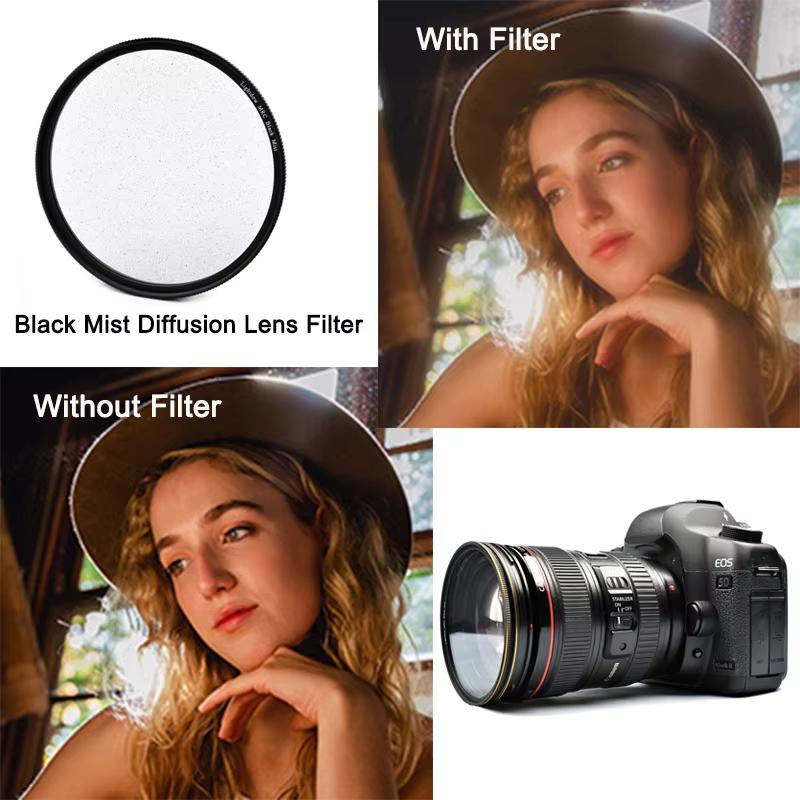 Black Mist 1/4 Black Soft Camera Lens Filters 49mm 52mm 55mm 58mm 62mm 67mm 72mm 77mm 82mm for Canon Nikon Sony Camera Lenses