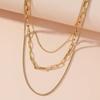 Vintage Gold Plated Paperclip Box Chain Layered Stainless Steel Triple Layer Necklace Waterproof Party Gift NEW