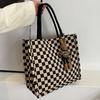 Large Capacity Checkerboard Handbag Bag for Women New Versatile Ins Student Commuting Canvas One Shoulder Tote Bag