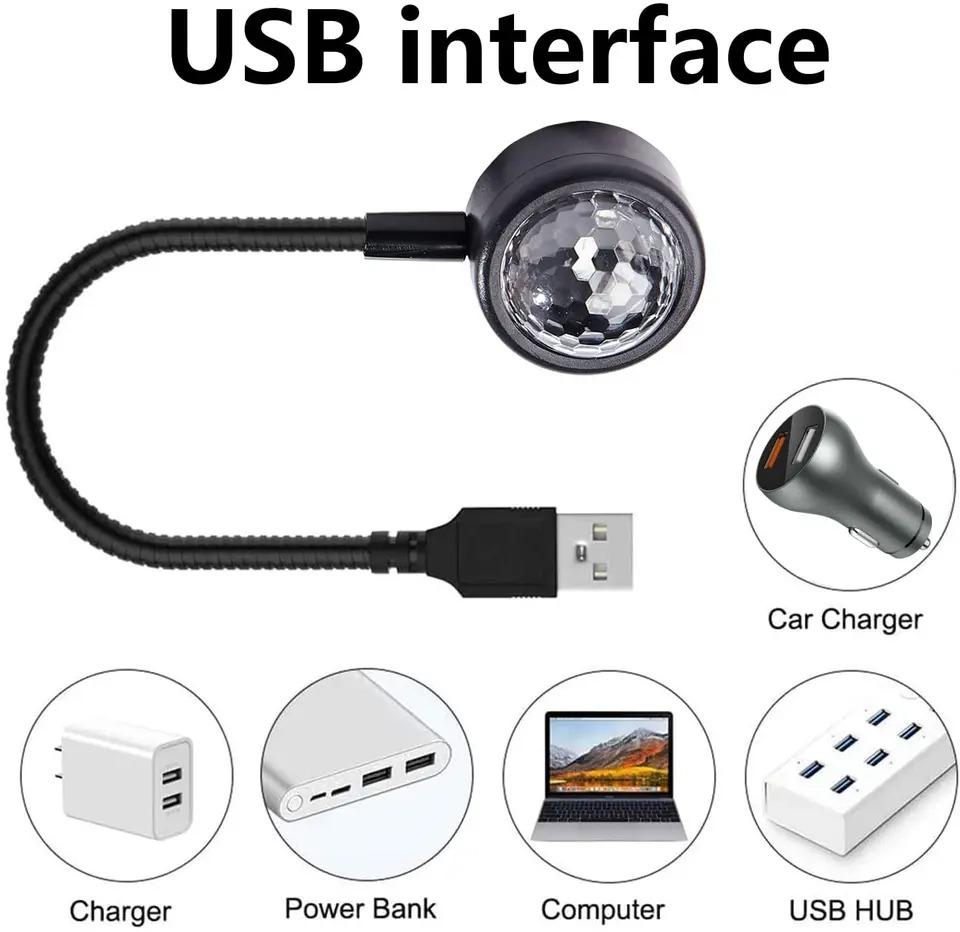 3W lumières d'ambiance de voiture projecteur de toit de voiture lumière DJ lumière Disco fête lampe de décoration ambiante Port USB RGB Auto décoration Soundlights