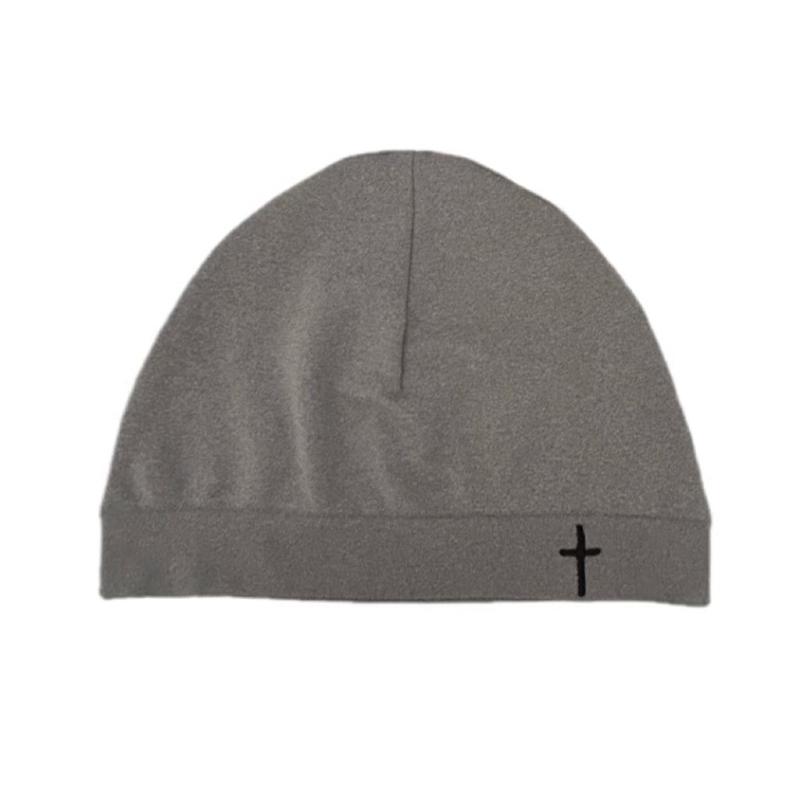 1Pieces Cross Embroidered Cap Beanie Soft Breathable Stretch Warm Knitted Hat Travel Outdoor Mountaineering Scarf
