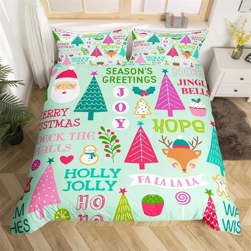 

Christmas Theme Duvet Cover Set Single King Queen Twin Cartoon Santa Claus Bedding Set Microfiber Deer Comforter Cover EU Single(135x200cm)