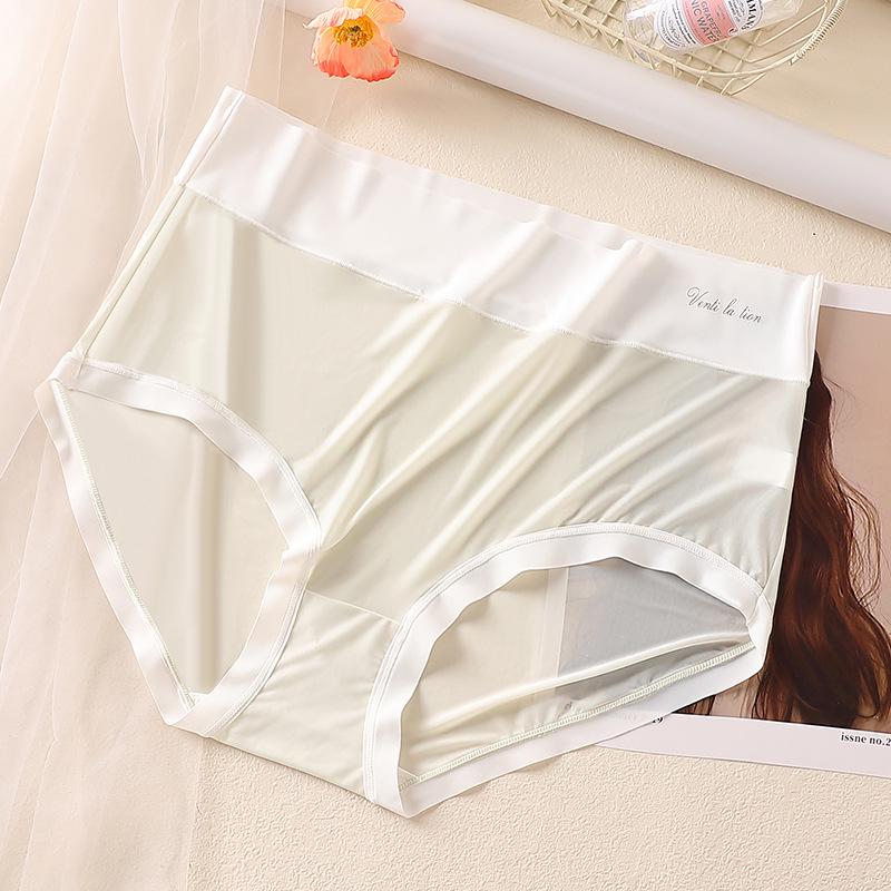 Ultra-Thin Seamless Plus Size High Waist Ice Silk Briefs for Women