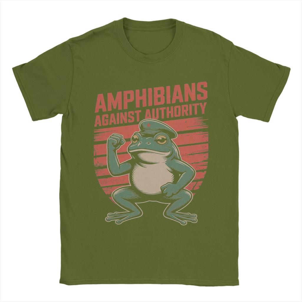 Men Amphibians Against Authority T Shirt Cotton Clothes Vintage Short Sleeve Crew Neck Tees Graphic T-Shirts