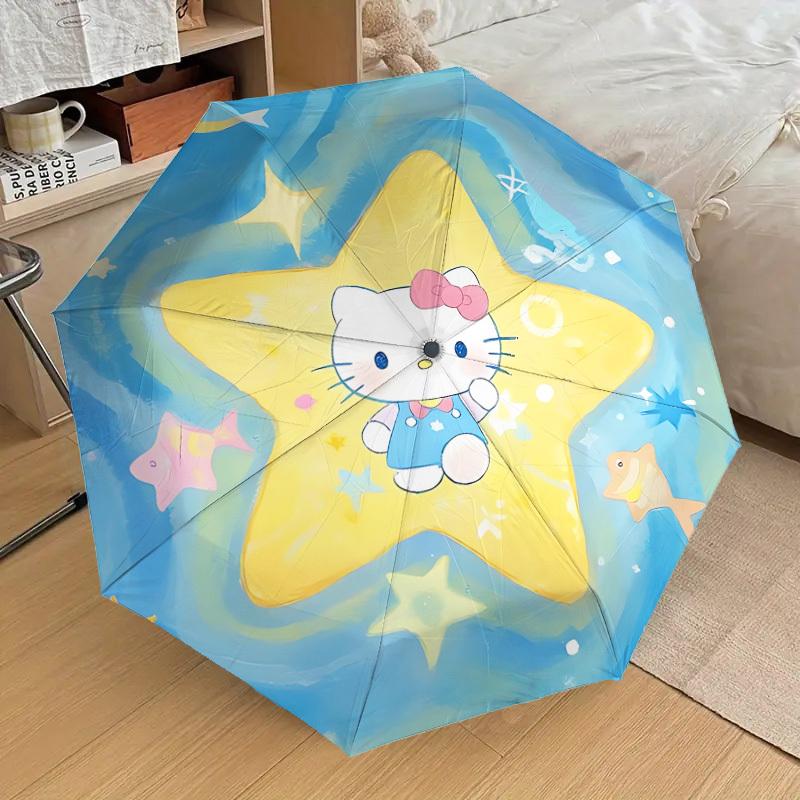 1pc Hello Kitty, Starfish Automatic Open/Close Umbrella, Lightweight Design for Everyone,Durable Canopy yy251014082