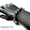 Power Stone Natural Stone Bracelet with Onyx Rainbow Black Crack and Hematite for Protection and Good Includes a Luxury Drawstring Bag with Brand Logo
