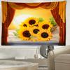 Sunflower Landscape Window Tapestry Wall Hanging Natural Minimalist Art Bohemian Hippie Living Room Bedroom Home Decor