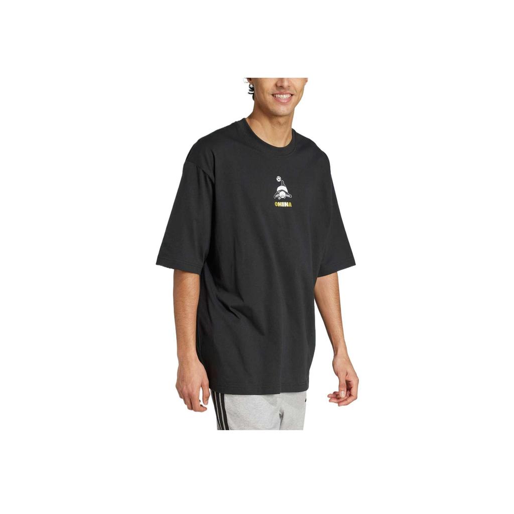 Adidas Panda Goal T Comfortable Breathable Round Neck Pullover Short Sleeve T-Shirt Unisex T-Shirts Black JZ3270