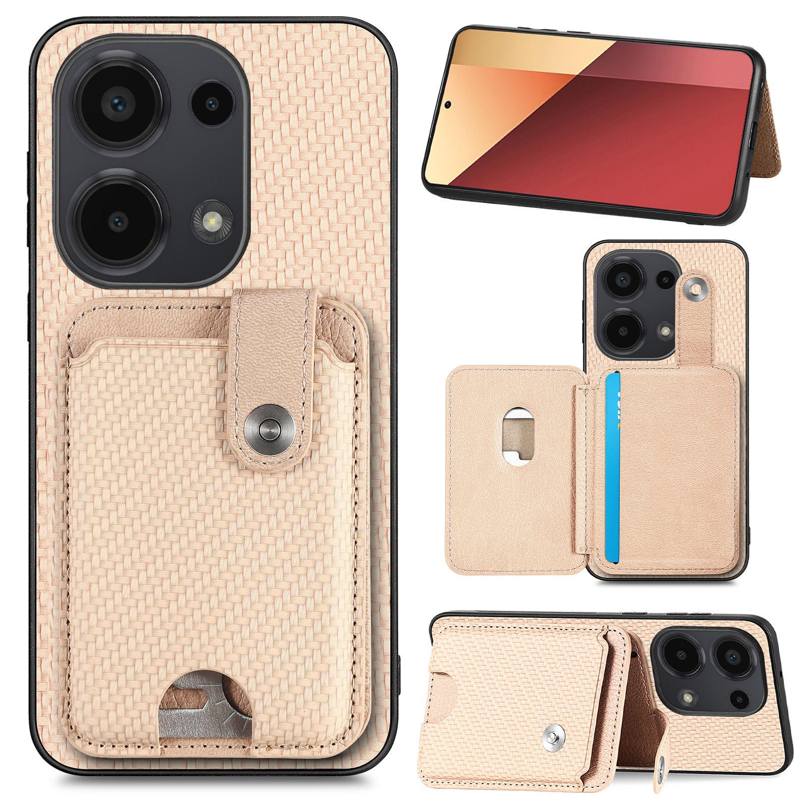 

For Xiaomi Poco M6 Pro 4G/Redmi Note 13 Pro 4G Case Kickstand Card Holder Phone Cover Khaki