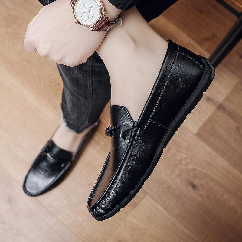 Fashion 2025 Men's Leather Loafers Slip On Business Casual Shoes For Men Waterproof Driving Shoes Comfortable Soft Designer Shoes