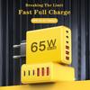 65W Multifunktionales PD-Ladegerät mit 3 USB- und 3 Typ-C-Anschlüssen für EU, USA, UK