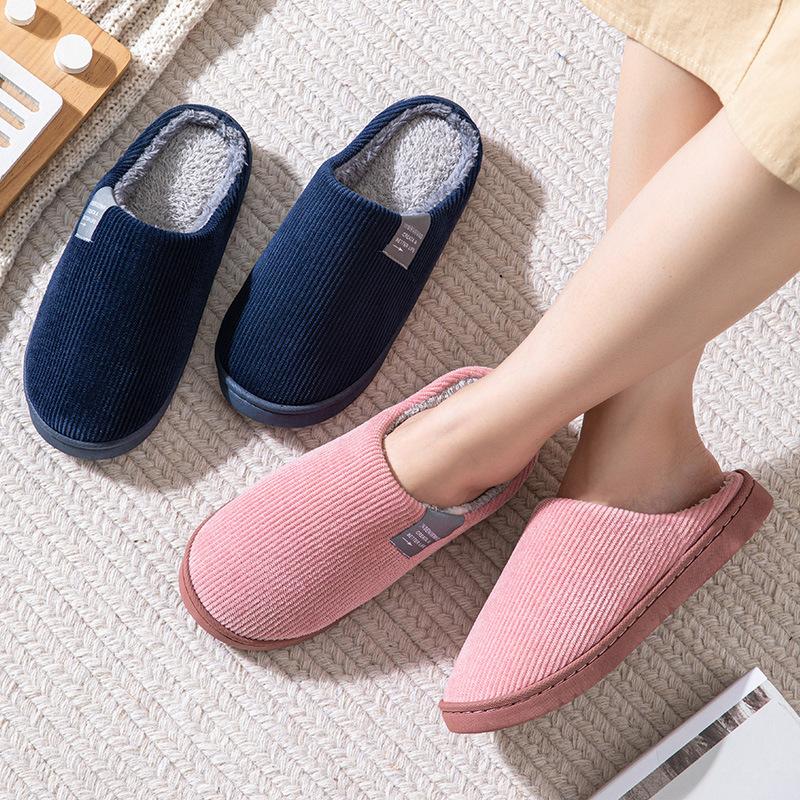 Cotton Slippers Autumn and Winter Couple Home Slippers Indoor Shoes Warm Cotton Shoes Non-slip Plush Cotton Mop Simple