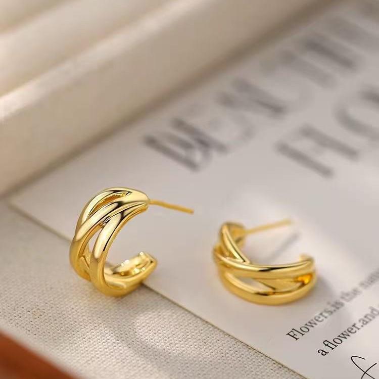 925 Sterling Silver Needle Metal Winding Stud Earrings Niche Design Earrings 2026 New Explosion Light Luxury Earrings