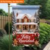 2D Flat, 2D Flat Printing Garden Flag 1pc, Winter House Christmas Theme Durable Single-Sided Print Yard Flag, Garden & Home Holiday Decoration, 29.97x
