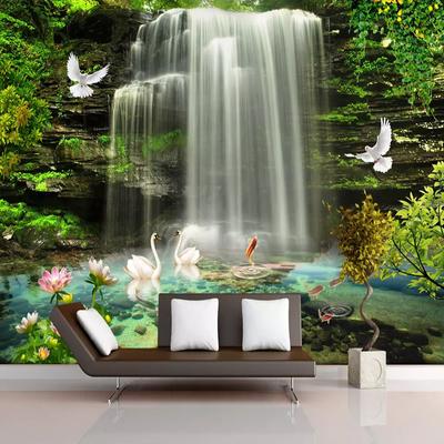 Papel tapiz de bosque 3d, Murales grandes de cascada hermosa, decoración del hogar, sala de estar, dormitorio, papeles de pared