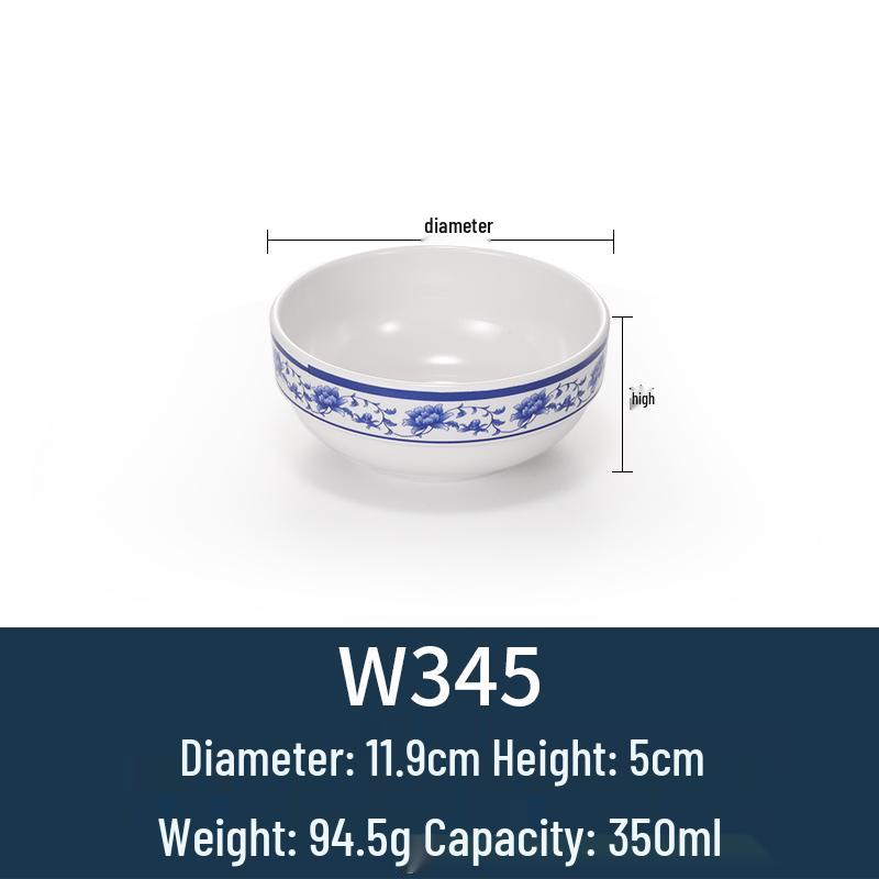 Melamine Blue & White Porcelain-Style Small Bowl for Seasoning, Rice, Porridge, Soup - Ideal for Hotels & Restaurants