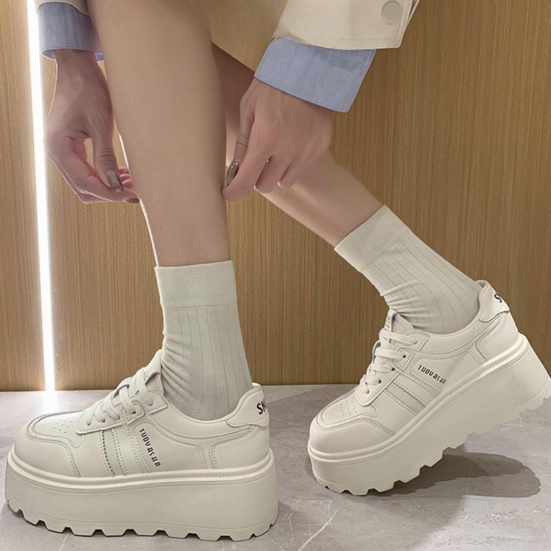 Premium Thick-soled Heightening Board Shoes Spring and Summer New Leather Little White Shoes Children's Muffin Casual Sports Shoes
