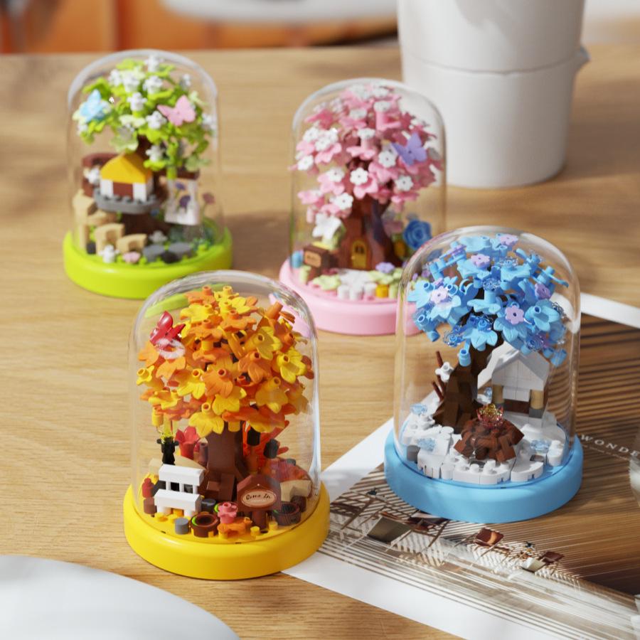 Four Seasons Cherry Blossom Treehouse Building Blocks Compatible with LEGO - Valentine's Day Creative Gift.