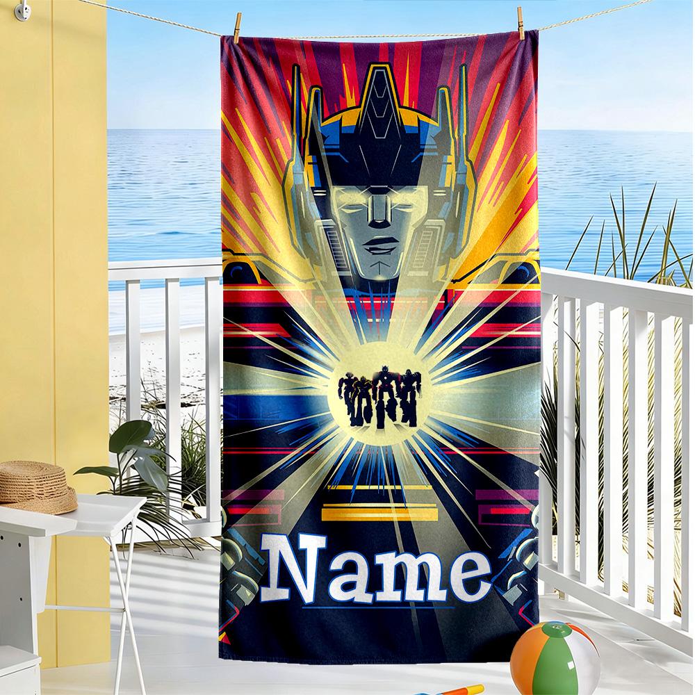 Love Transformers Customized Name Beach Towel Quick-Dry Soft Microfiber