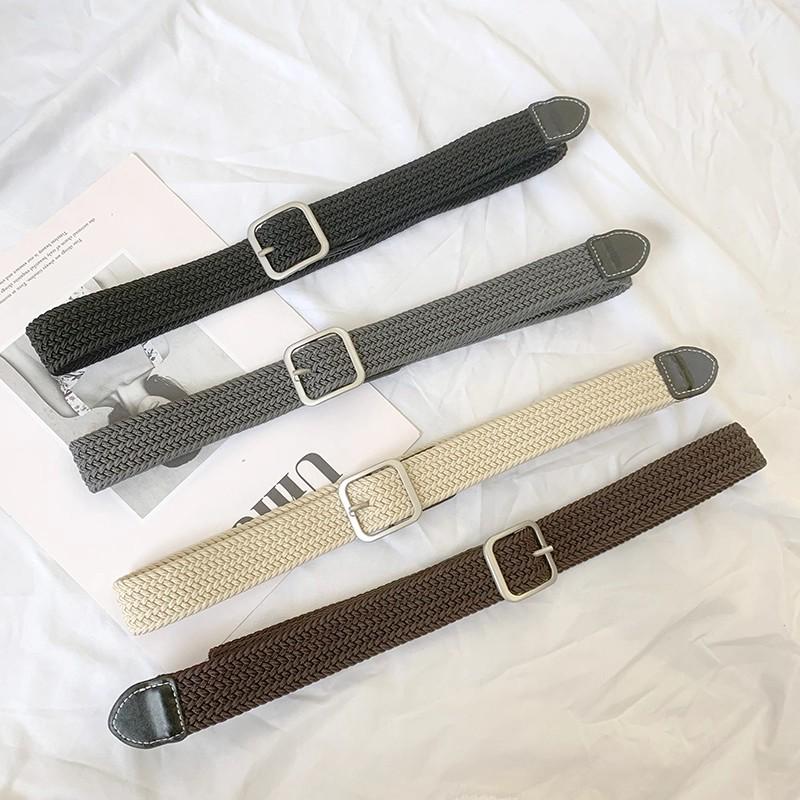 Unisex Korean Style Canvas Belt with Elastic Waistband and Pin Buckle