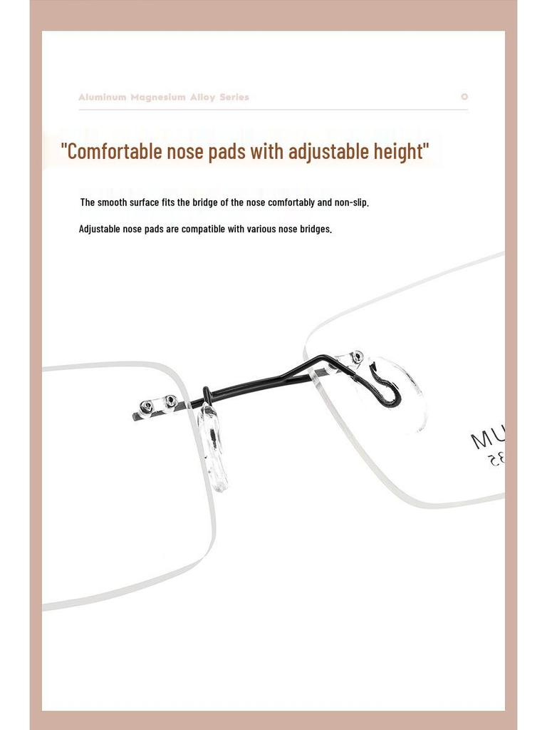 Men's Business Rimless Super Elastic Alloy Eyeglass Frame, Ultralight & Stylish for Myopia