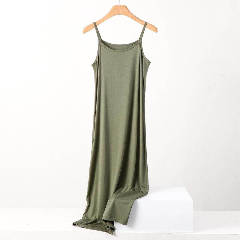 Women's Fashion Summer Spring Solid Color Print Sleeveless Suspenders Loose Waistline Casual Dresses