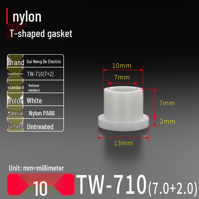 T-shaped Nylon Gasket Ring Screw Shaft Sleeve, Round Concave-Convex Insulation Pad, M2-M35