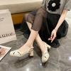 Fashion Summer Shoes Genuine Leather Sandals Casual French Retro Round Toe Hollow Out Gladiator Sandal Womens Thick Heel Shoe