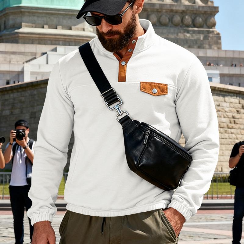 2025 New Autumn and Winter Fashionable and Versatile Simple Solid Color Men's Loose Sweatshirt