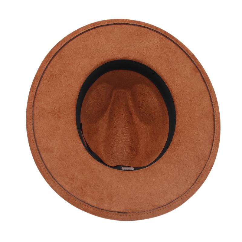 Big Brimmed Top Hat Imitation Suede Jazz Hat Spring Summer Felt Hat Gentleman'S Hat