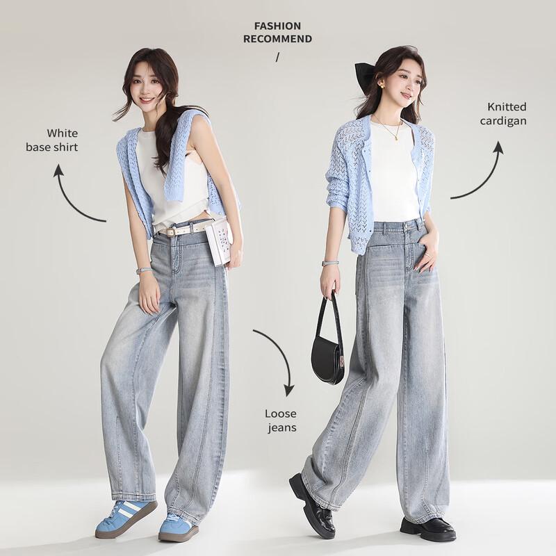 Bailuyu Women s Retro Denim Long Pants S