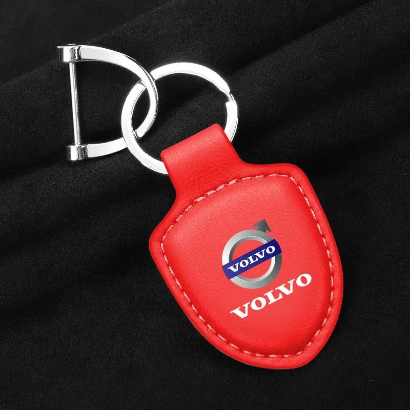 Metal Car Keychain Vintage Leather Keyring Accessory For Volvo EX90 V60 V40 XC90 S60 XC60 V50 V70 S90 XC40 S80 T6 V90 EX30 C70