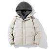 Fake two-piece cotton-padded jacket for men in winter, loose and thickened warm fleece cotton-padded jacket, hooded cotton-padded jacket.
