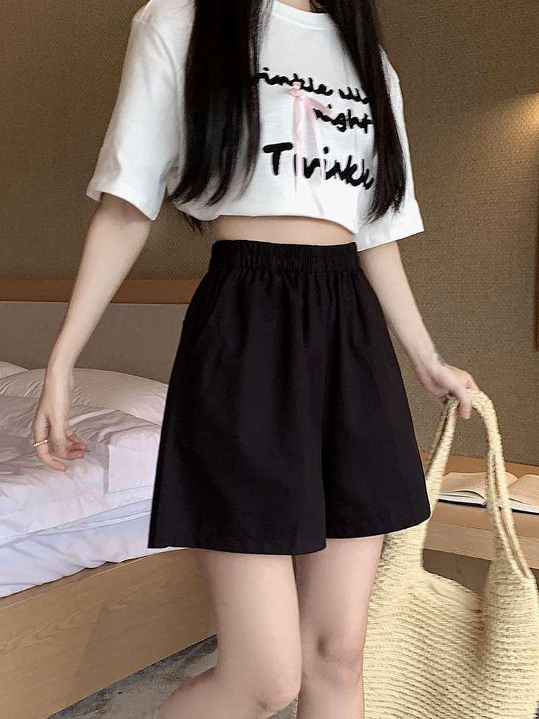 Petite Women's Korean Style Wide-Leg Summer Workwear Shorts