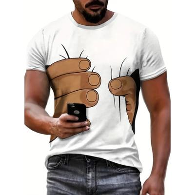 Sommer Rundhals 3D Lustiger Druck Oberteil Modisch Lässig Kurzarm Herren T-Shirts