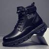 Men's Autumn New High-top Black Tooling Locomotive Leather Boots Spring and Autumn Martin Boots Casual Leather Shoes