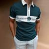 2022 new independent station supply 3D printing lapel short-sleeved pullover casual men's T-shirt zipper POLO shirt