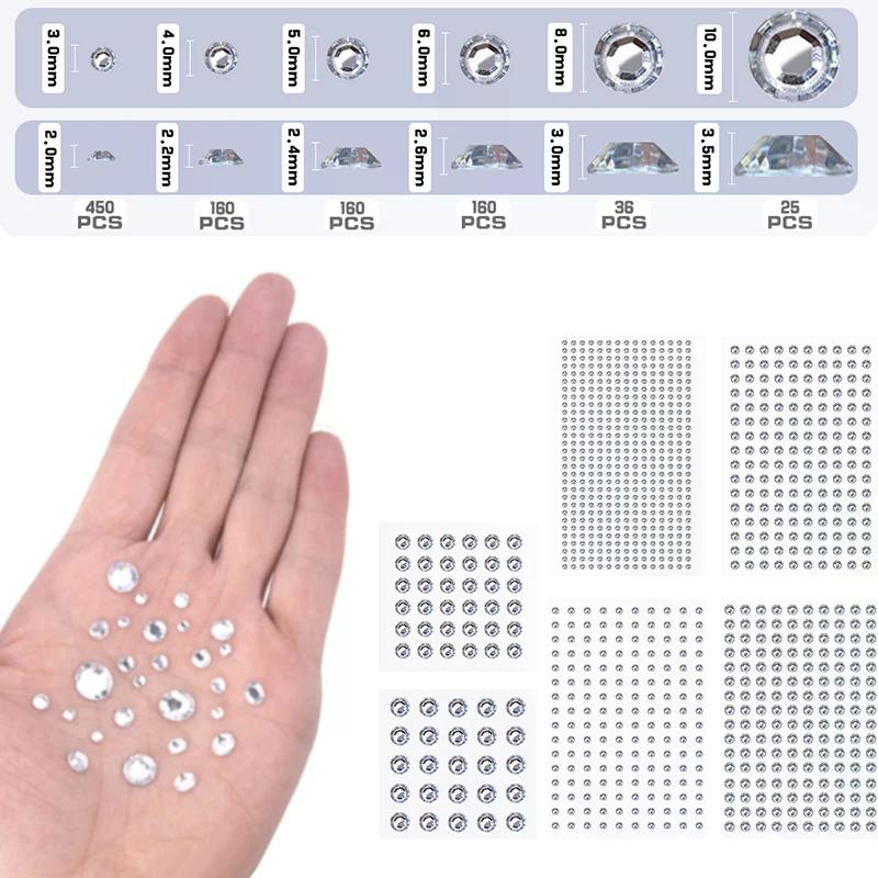 Self Adhesive Face Hair Gems Rhinestones Crystal Sticker Body Jewels Sticker Makeup Crafts Home Decor Sticker good