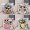 45x45cm Cute Cartoon Owl Print Polyester Pillowcase Bedroom Couple Room Home Decor Hug  Sofa Car Seat Cushion Cover
