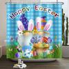 Spring Easter Shower Curtain Happy Rabbit Bunny Eggs Flower Garden Floral Holiday Waterproof Bathroom Shower Curtain With Hooks