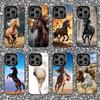 Coque de téléphone Animal Cheval Pour iPhone 16,15,14,13,12,11,Pro,XS,Max,Plus,Mini,SE Noir Bonbon Mat Anti-choc