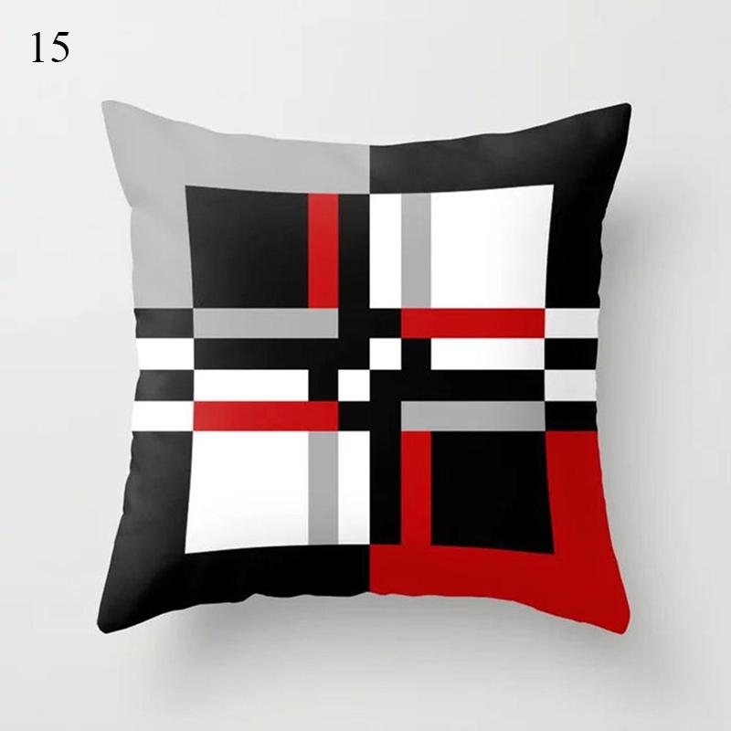 Home Decor Black Red Pillowcase Geometric Pattern Pillowcase Living Room Sofa Decor Cushion Covers Car