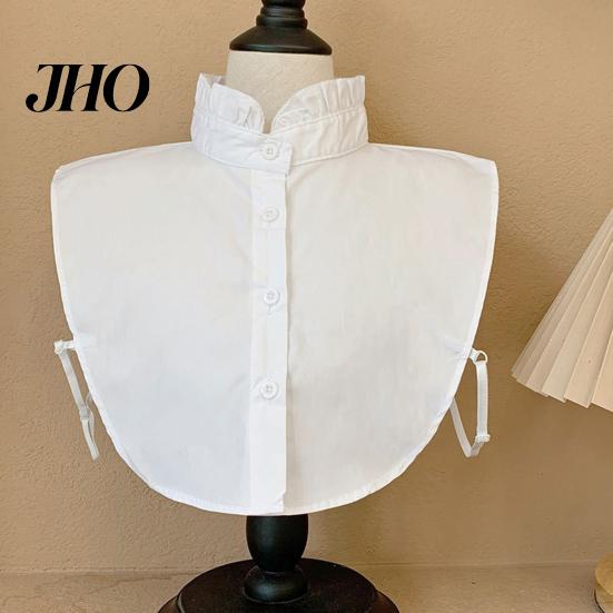 Layering Collar Women Fake Lapel Side Strap Single Breasted Solid Color Detachable Casual Style False Accessory