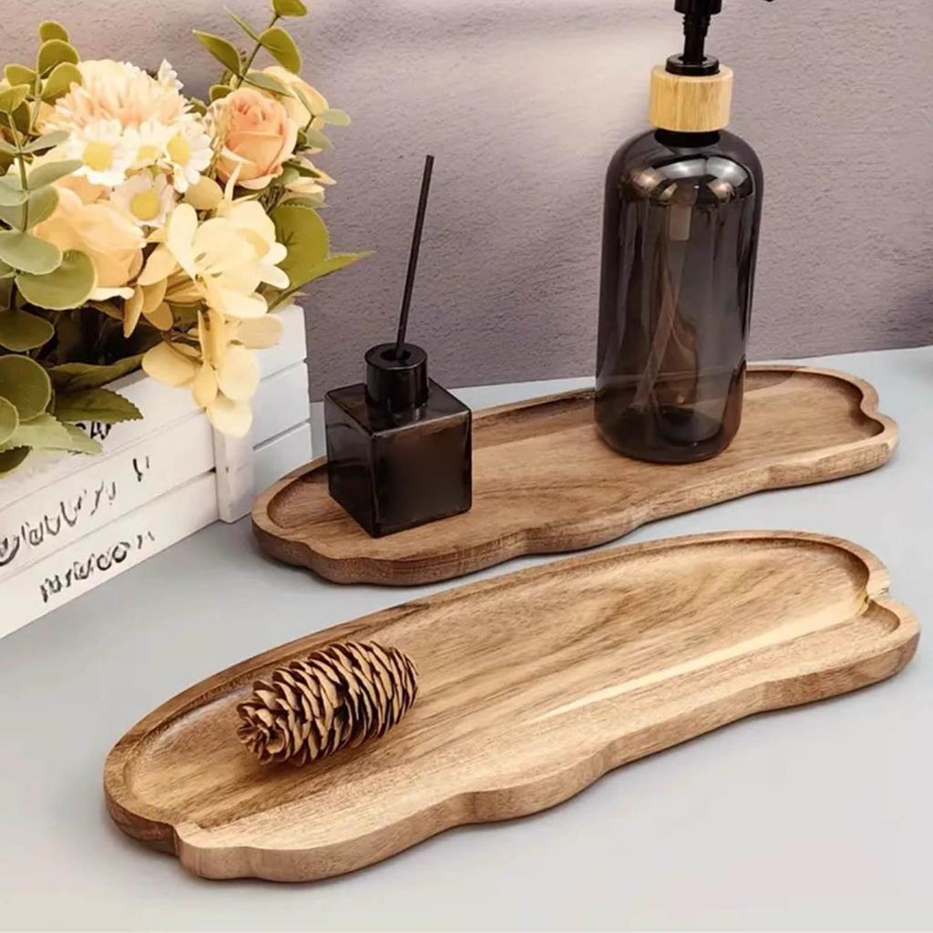 Handcrafted Solid Wooden Serving Pallet Heat Resistant Cloud Shape Organizers Tray For Hot Beverages And Table Setting