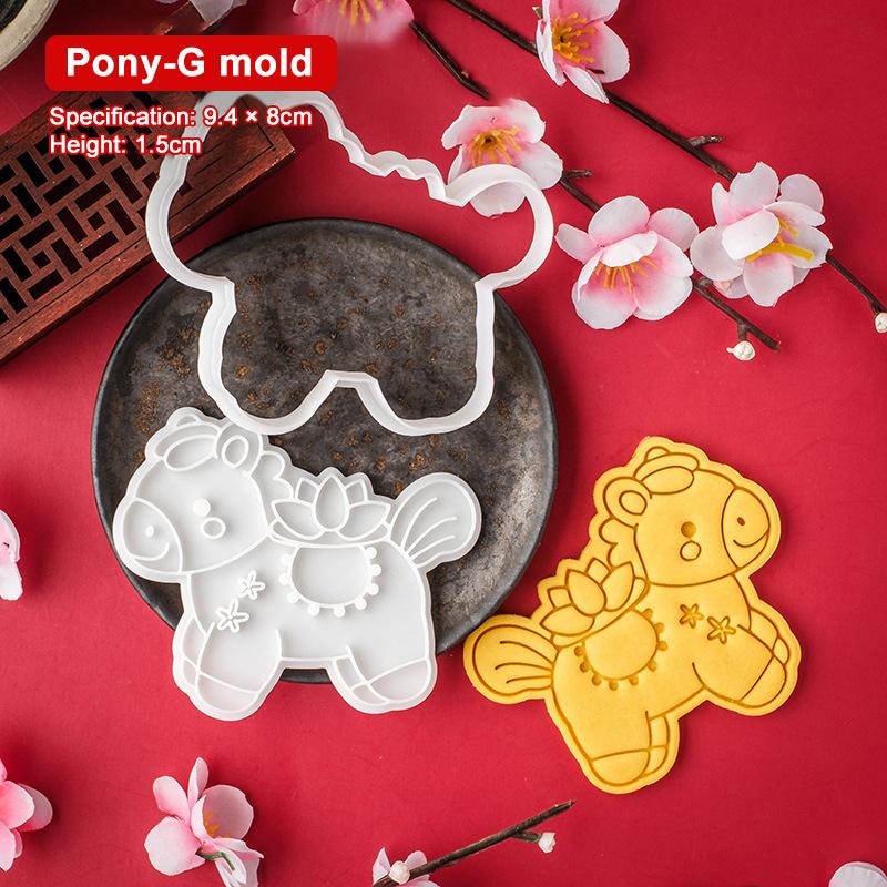 2026 Year Of The Horse Cookie Cutter Plastic Horse Mold For Fondant Biscuits Easy Release Design Diy Cookie Stamp Bakery Tools