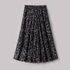 Elegant Floral Print Mulberry Silk A-Line Midi Skirt