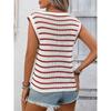 Women's Fashion Striped Round Neck Sleeveless Loose Knit Vest Top