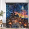 Rideau douche nuit effrayant maison hantée, décor à capuche effrayant, rideau de bain d'Halloween