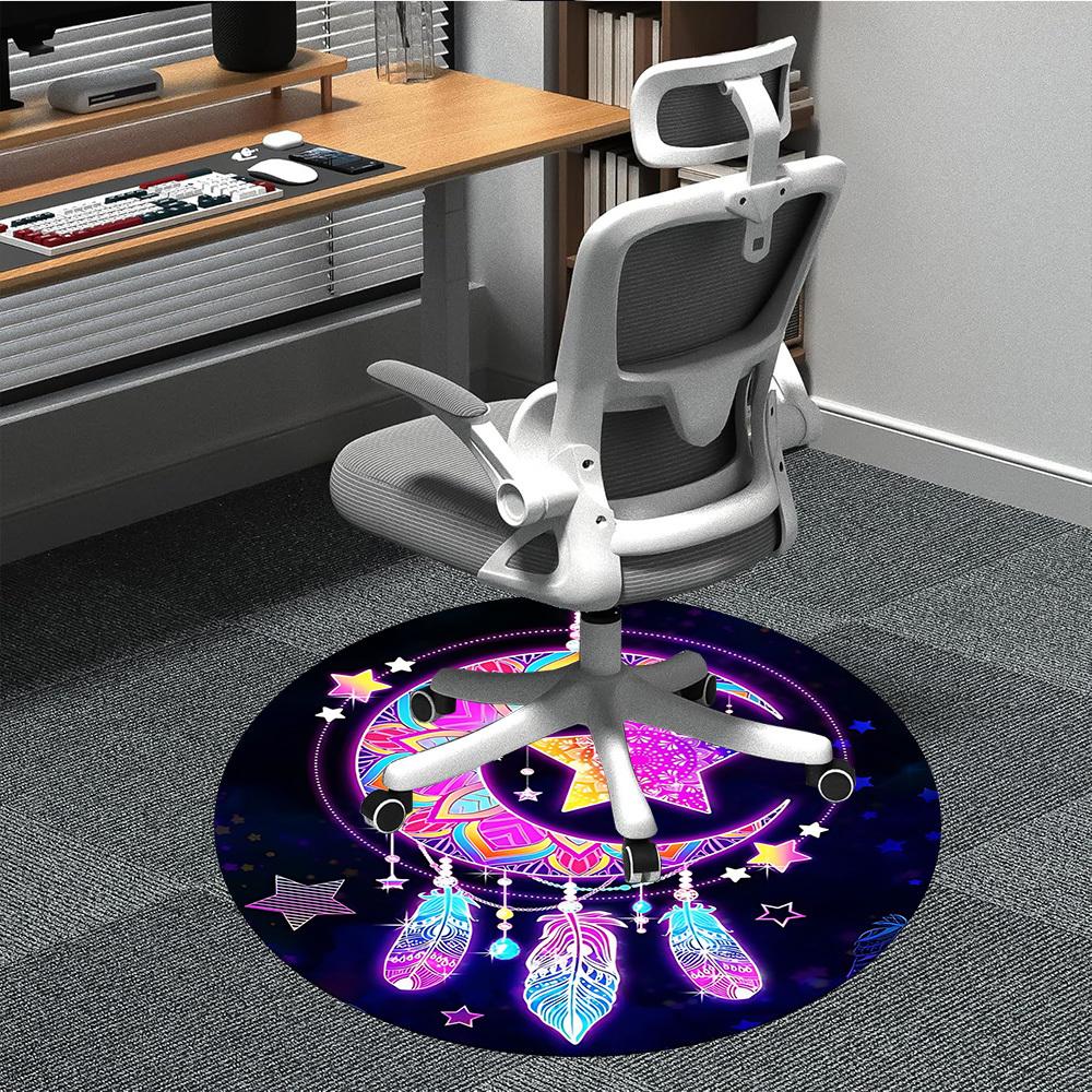 1PC Dreamcatcher Stars Office Round Area Rug, Indoor Mat Suitable ForOffice, Under Office Chairs Bedroom Living Room Home Decor, Room Deco, D148