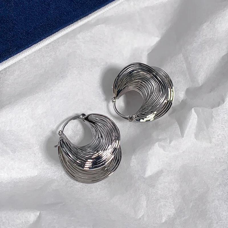 Vintage Punk Exaggerate Simple Niche Design Personality Circle Toroidal Metal Earrings for Women Paty Jewerly GIfts Daily Wear